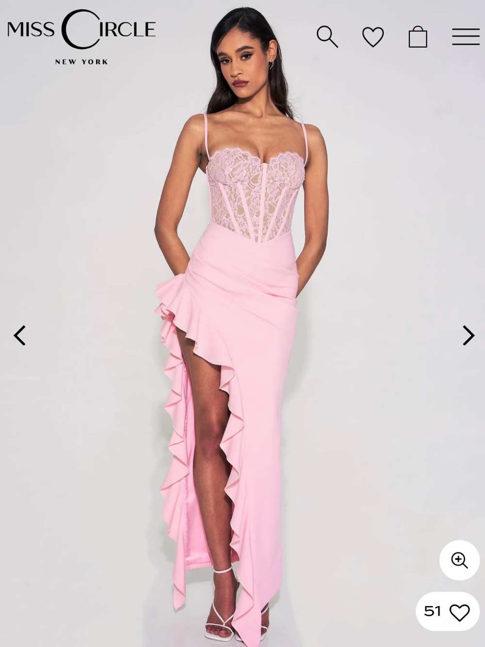 $300 Miss Circle Junia Pink Lace Corset Maxi Dress XS Boned Formal Gown
